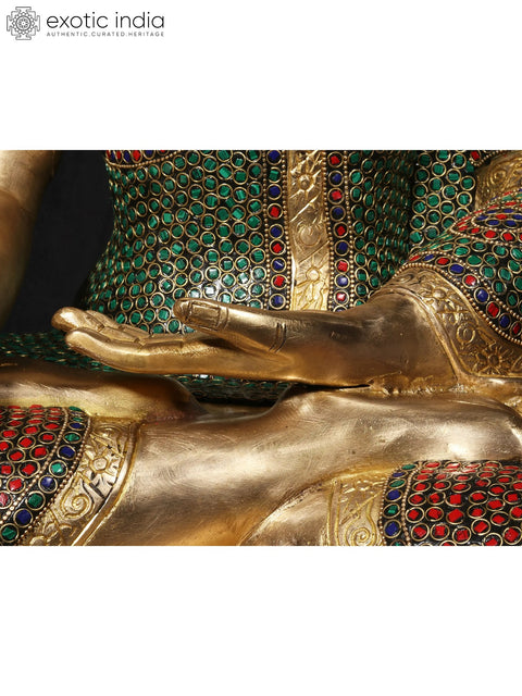 20'' Buddhist Deity Buddha In Bhumisparsha Mudra | Fine Stone Work