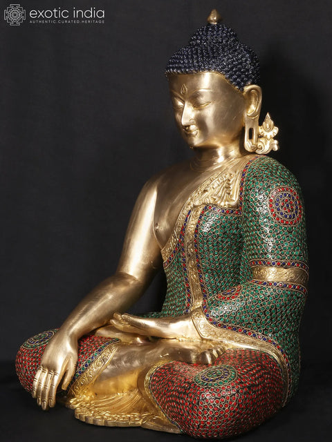 20'' Buddhist Deity Buddha In Bhumisparsha Mudra | Fine Stone Work