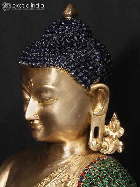20'' Buddhist Deity Buddha In Bhumisparsha Mudra | Fine Stone Work