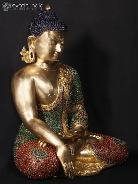 20'' Buddhist Deity Buddha In Bhumisparsha Mudra | Fine Stone Work