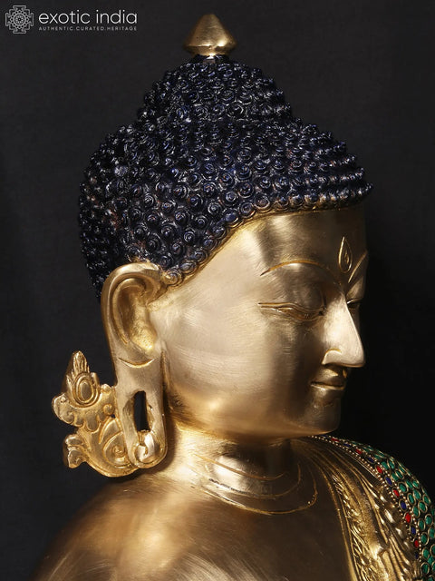20'' Buddhist Deity Buddha In Bhumisparsha Mudra | Fine Stone Work