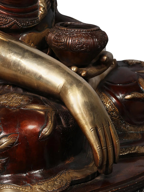 32'' Shakyamuni Buddha With Dragon Engraved | Brass Statue