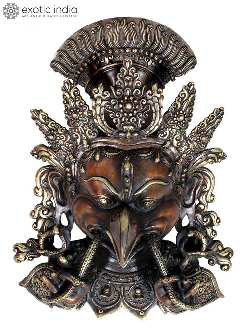 11" Garuda Mask Brass Sculpture from Nepal