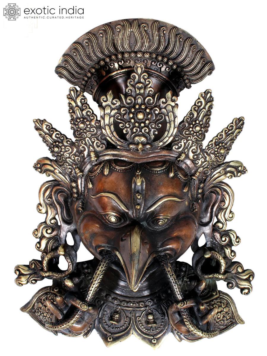 11" Garuda Mask Brass Sculpture from Nepal