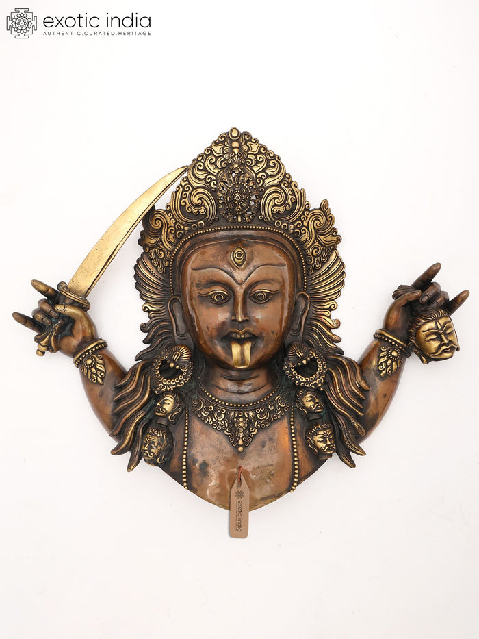 18" Goddess Kali Face Brass Statue from Nepal