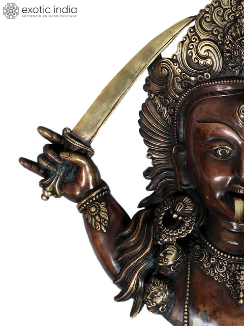 18" Goddess Kali Face Brass Statue from Nepal