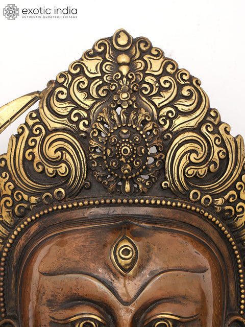 18" Goddess Kali Face Brass Statue from Nepal