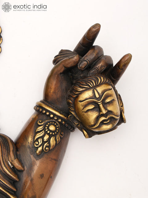 18" Goddess Kali Face Brass Statue from Nepal