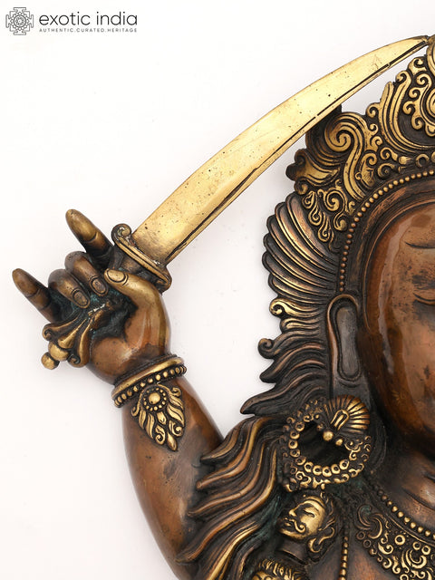 18" Goddess Kali Face Brass Statue from Nepal