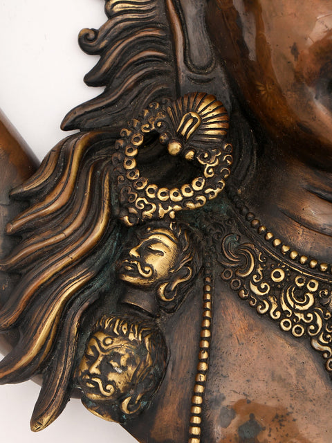 18" Goddess Kali Face Brass Statue from Nepal