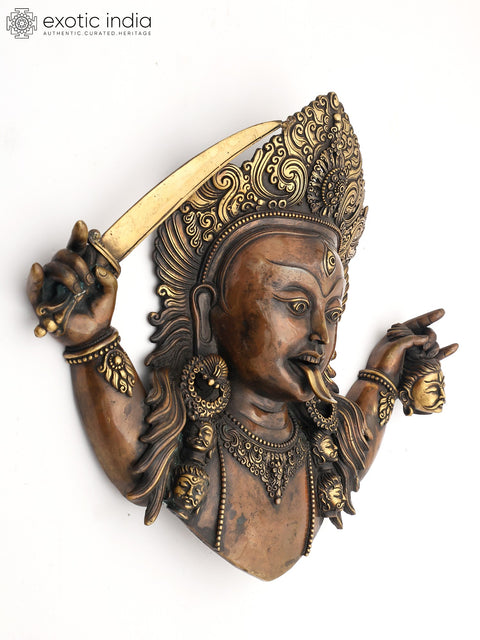 18" Goddess Kali Face Brass Statue from Nepal