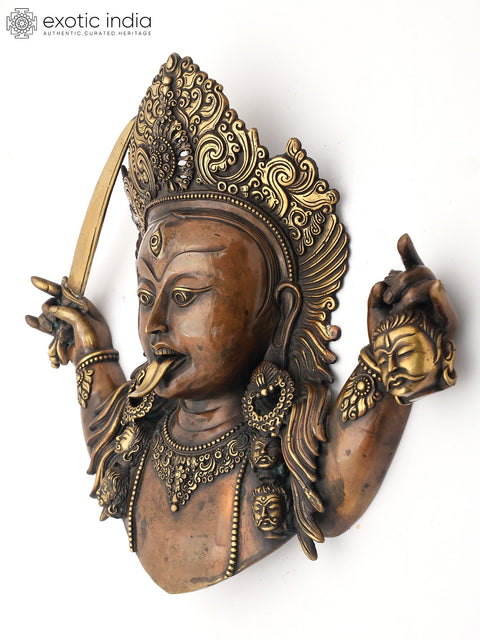 18" Goddess Kali Face Brass Statue from Nepal