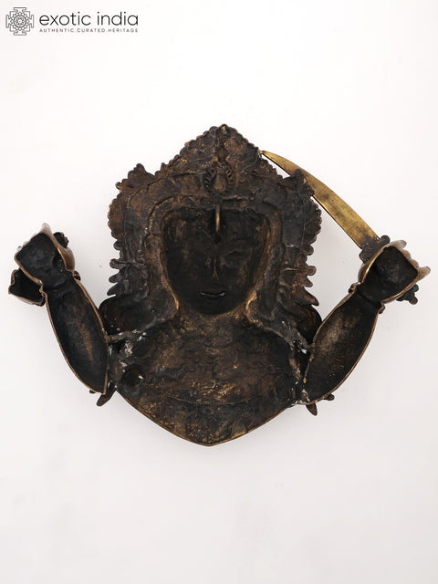 18" Goddess Kali Face Brass Statue from Nepal