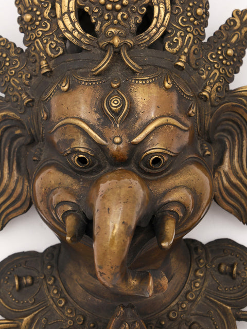 13" Namaskar Ganesha Face Wall Hanging from Nepal