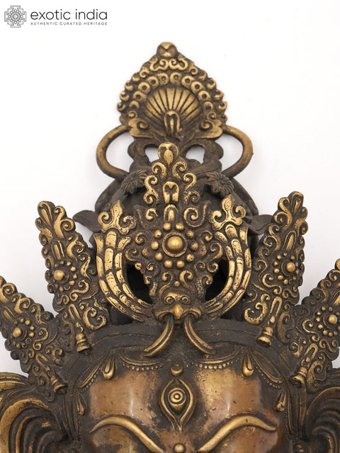 13" Namaskar Ganesha Face Wall Hanging from Nepal