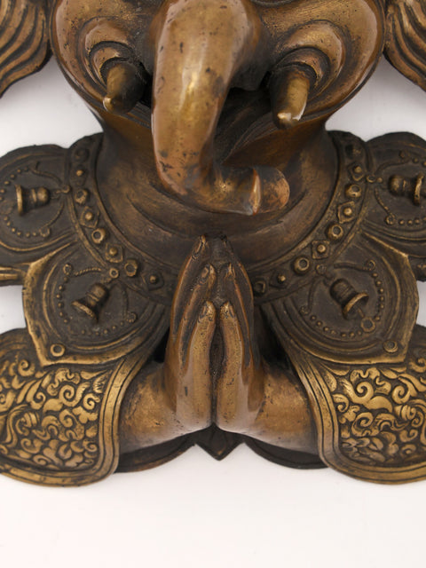 13" Namaskar Ganesha Face Wall Hanging from Nepal
