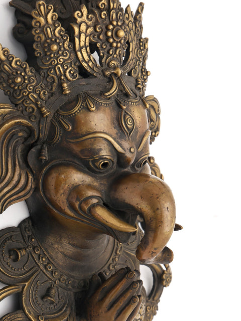 13" Namaskar Ganesha Face Wall Hanging from Nepal