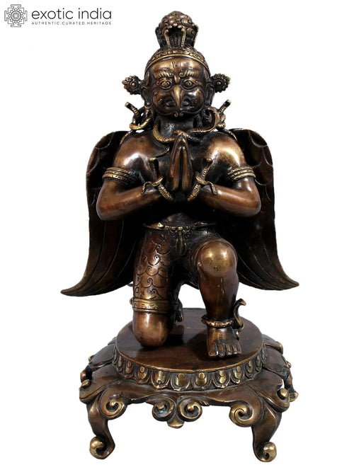 13" Sitting Garuda Namaskar Mudra Brass Statue