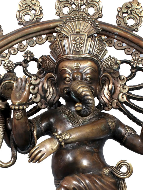 20" Dancing Lord Ganesha Brass Statue from Nepal