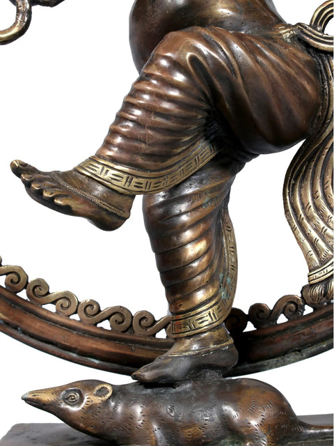 20" Dancing Lord Ganesha Brass Statue from Nepal