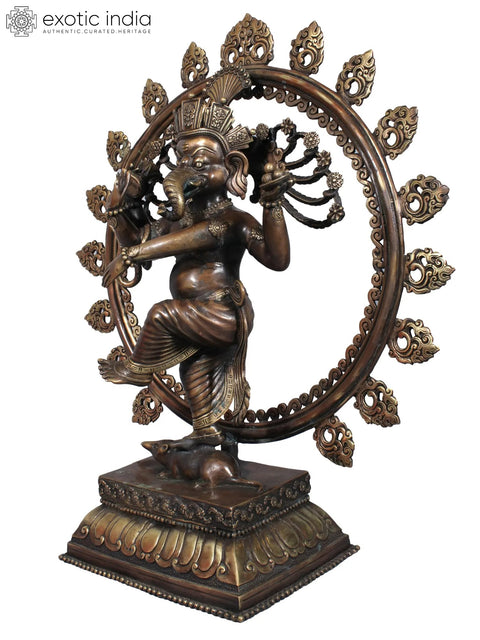 20" Dancing Lord Ganesha Brass Statue from Nepal