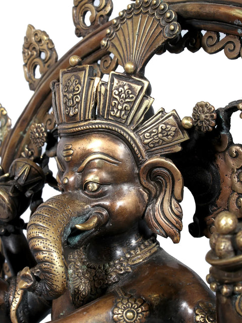 20" Dancing Lord Ganesha Brass Statue from Nepal