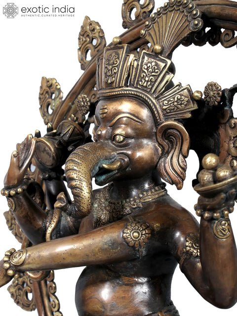 20" Dancing Lord Ganesha Brass Statue from Nepal