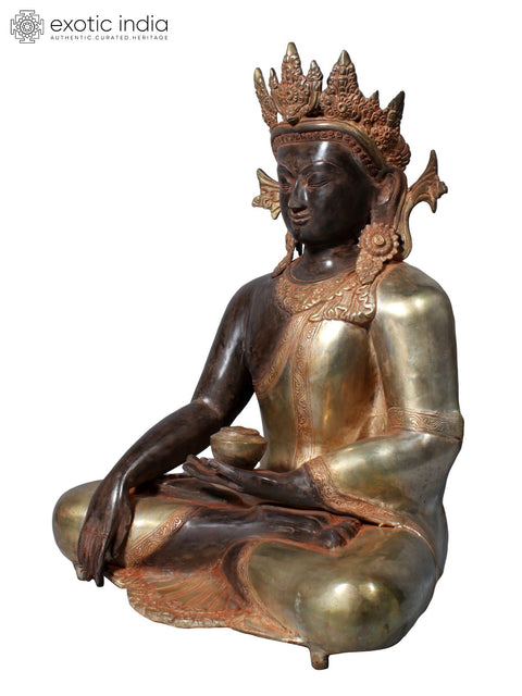 21" Crowned Buddha in Brass