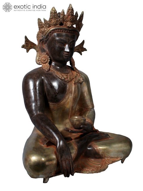 21" Crowned Buddha in Brass