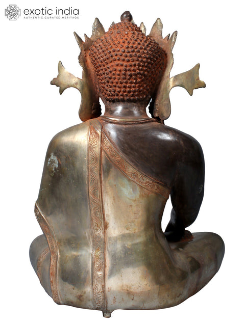 21" Crowned Buddha in Brass