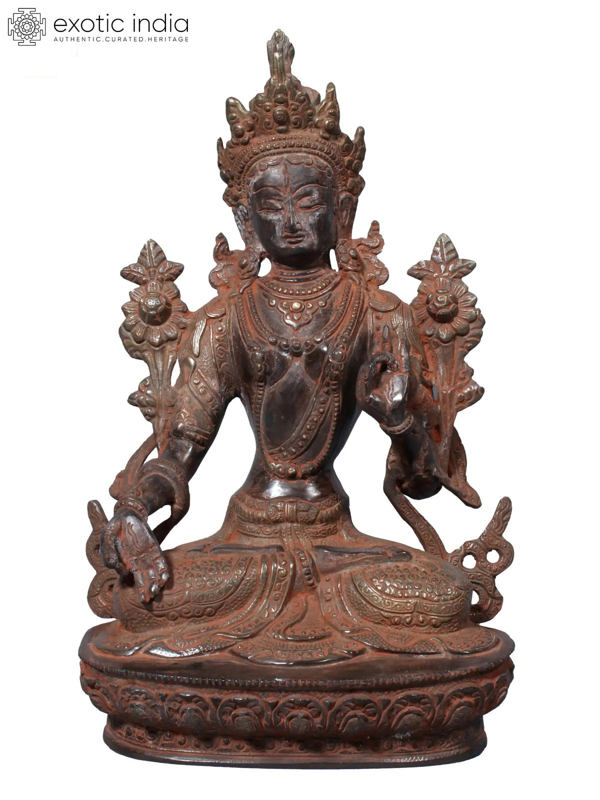 12" Goddess White Tara in Brass