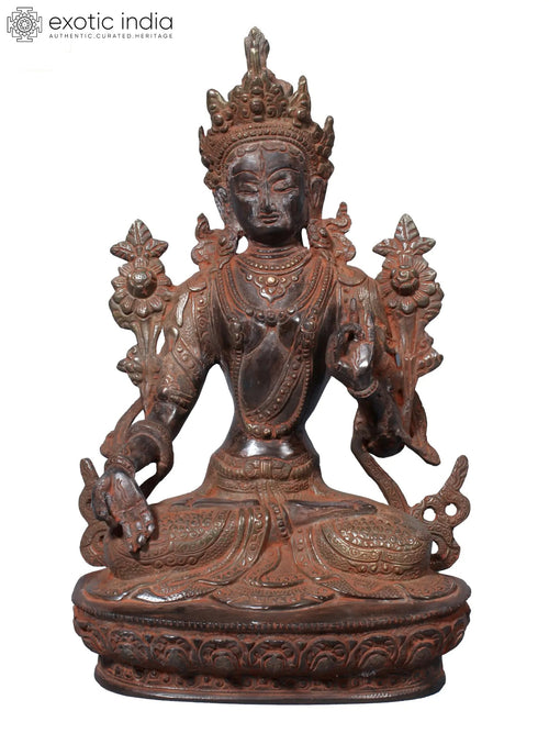12" Goddess White Tara Brass Statue for Pooja