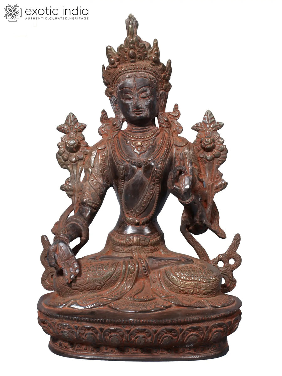 12" Goddess White Tara Brass Statue for Pooja