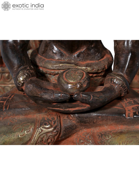 12" Brass Crowned Buddha Seated on Throne