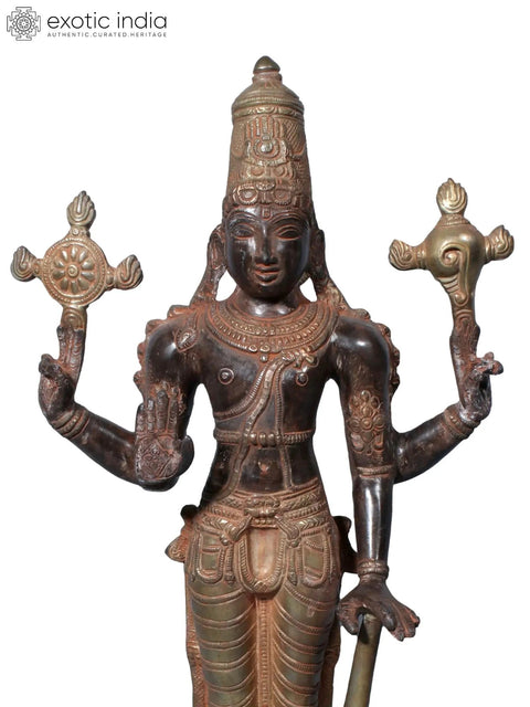 20" Brass Standing Lord Vishnu