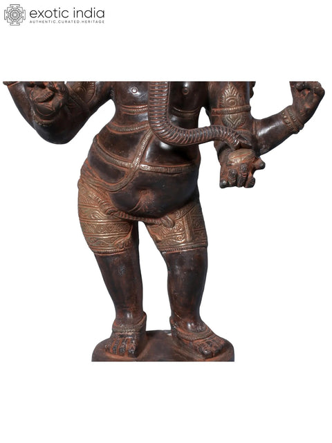 17" Brass Standing Chaturbhuja Lord Ganesha