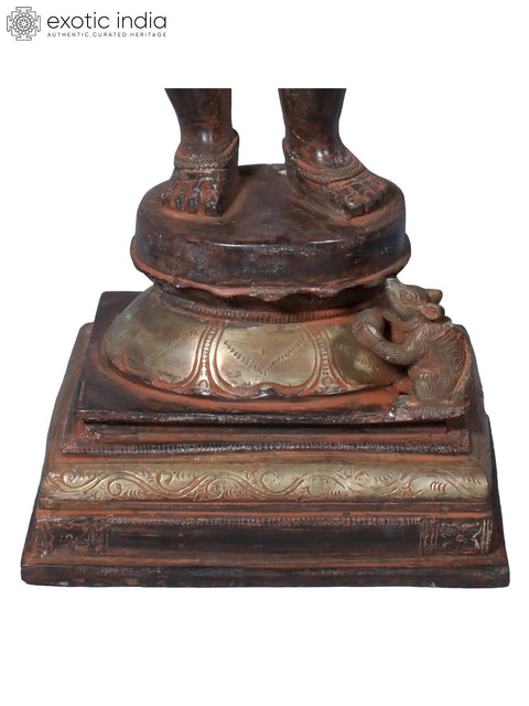 17" Brass Standing Chaturbhuja Lord Ganesha