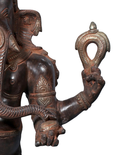17" Brass Standing Chaturbhuja Lord Ganesha