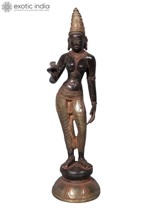 18" Brass Standing Devi Parvati Statue for Pooja
