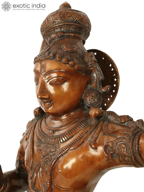 36" Large Shri Kalinga Krishna On Oval Base | Brass