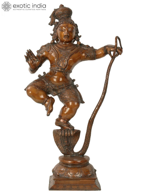 36" Large Shri Kalinga Krishna On Oval Base | Brass