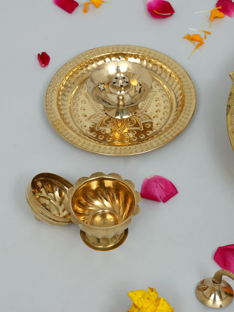 Brass Ganesha Puja Thali Set (15 Pcs)
