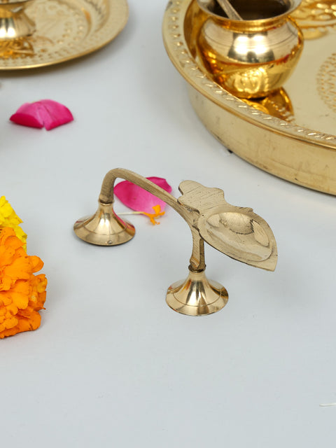 Brass Ganesha Puja Thali Set (15 Pcs)