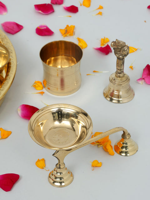 Brass Ganesha Puja Thali Set (15 Pcs)