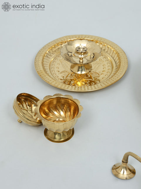 Brass Ganesha Puja Thali Set (15 Pcs)