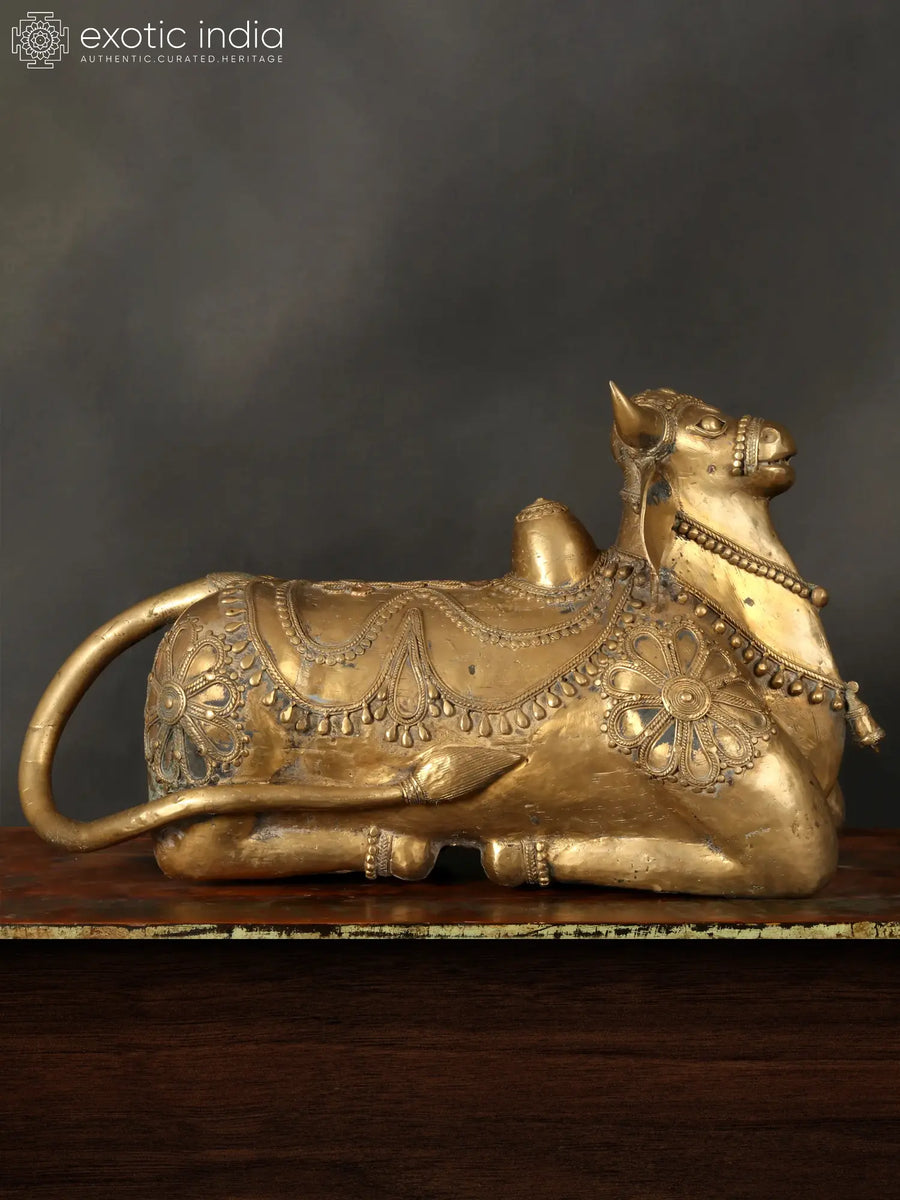 25" Nandi Vahana Brass Statue for Pooja