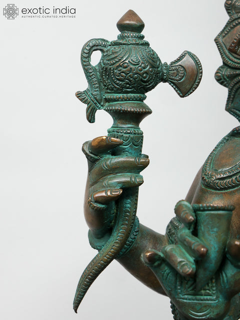 19" Superfine Sitting Chaturbhuja Lord Ganesha in Brass