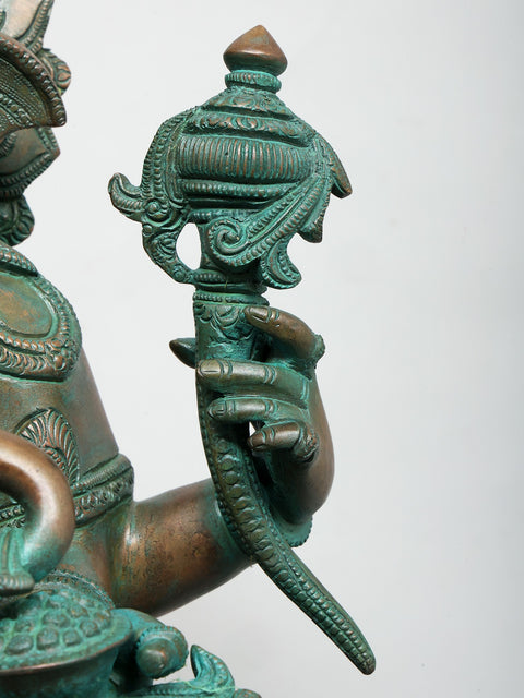 19" Superfine Sitting Chaturbhuja Lord Ganesha in Brass