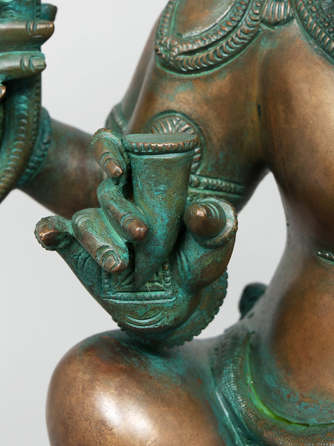19" Superfine Sitting Chaturbhuja Lord Ganesha in Brass