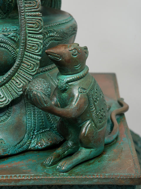 19" Superfine Sitting Chaturbhuja Lord Ganesha in Brass